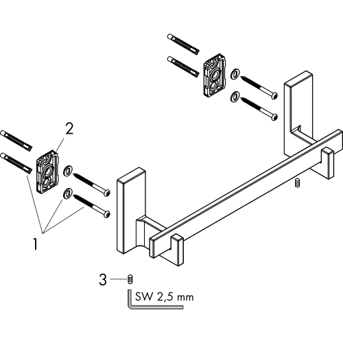 Hansgrohe Haltestange Axor Universal Rectangular brushed nickel 42613820
