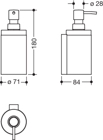 HEWI Seifenspender mit Halter System 900, Halter Metall, verchromt, Seifenspender Polyamid, Pumpenkopf verchromt, H: 180mm, anthrazitgrau 900.06.00140 92