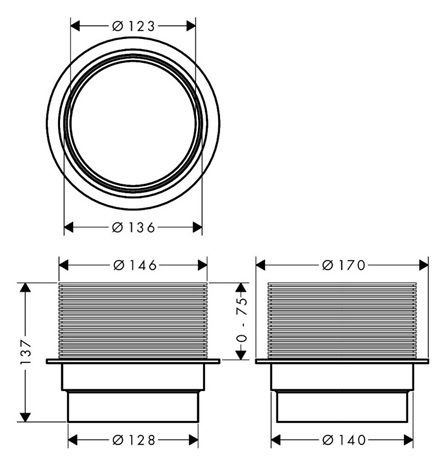 Hansgrohe RainDrain Spot Höhenausgleich, Ergänzungsstück 56056000