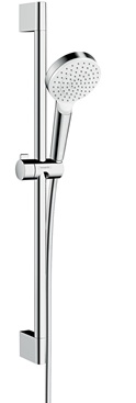 Hansgrohe Brauseset Crometta 1 jet EcoSmart 6 l/min/Unica mit Brausestange 650mm weiss/chrom 26554400