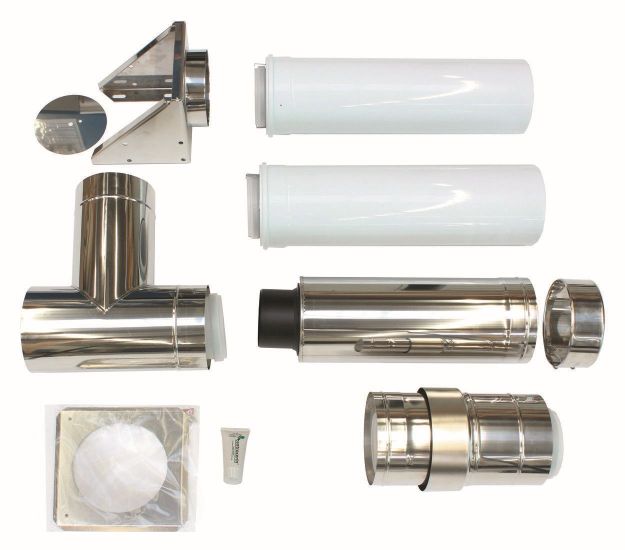 Vaillant Basis-Anschluss-Set d:110/160mm PP an der Fassade konzentrisch Edelstahl/PP 0020106375
