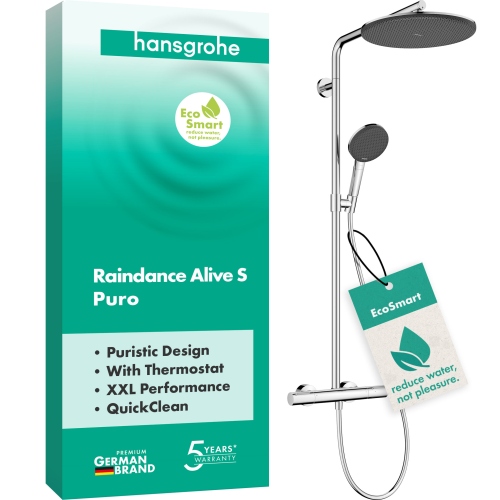 Hansgrohe Showerpipe Raindance Alive S Puro 300 1jet EcoSmart mit Thermostat chrom 24593000