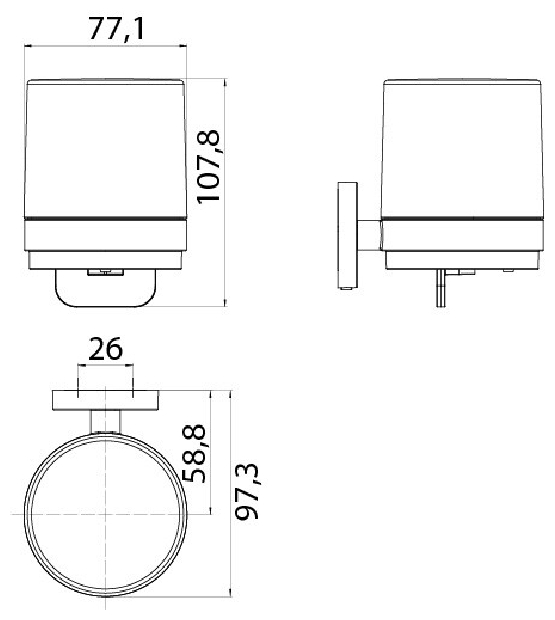 Emco Einhand-Seifenspender Round, Glasteil satiniert, chrom 432100101