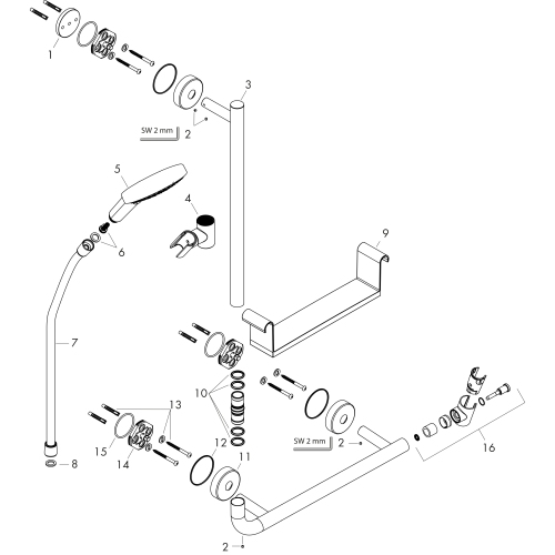 Hansgrohe brauseset Raindance Select S 120 3jet Unica Comfort Brausestange 1100mm Links chrom 26324000