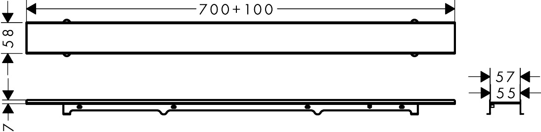 Hansgrohe RainDrain Rock Duschrinne 700mm kürzbar und befliesbar 56030000