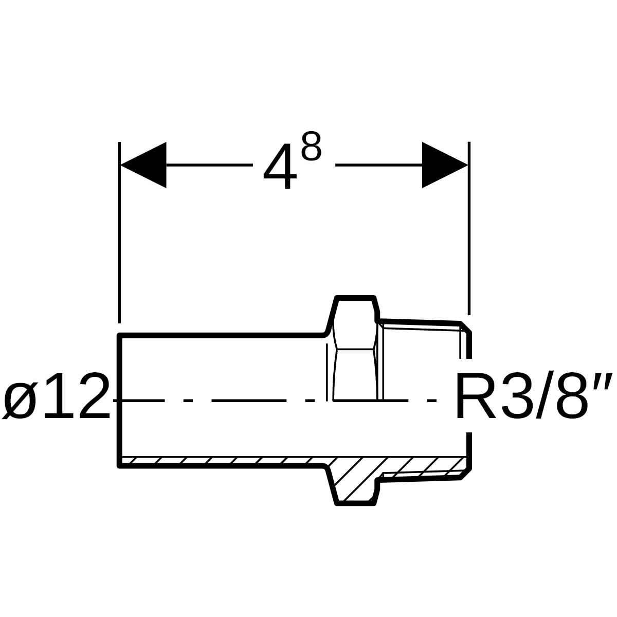 Geberit Mapress C-Stahl Übergang mit AG und Einschubende d12-R3/8 verzinkt 21930