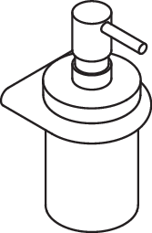 HEWI Seifenspender mit Halter Edelstahl, Seifenspender Kristallglas, Pumpenkopf Edelstahl 480.06.002XA