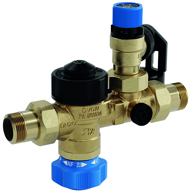 SYR Sicherheitsgruppe SYRobloc Plus 24.2 , DN 20, mit G3/4 Verschraubungen, 6 bar Sicherheitsventil, bleifrei 0024.20.060