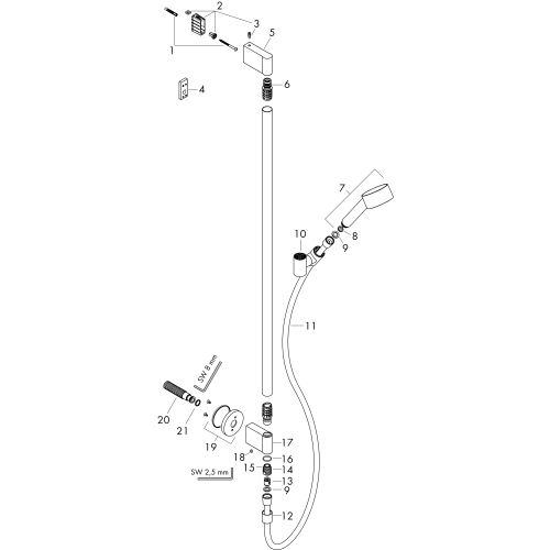 Hansgrohe Brauseset Axor One 75 1jet Eco mit Wandanschluss chrom 48791000