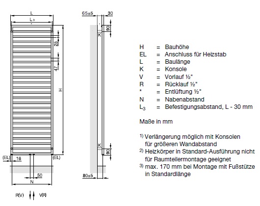 Zehnder Quaro QAC-180-060 Badheizkörper H: 183,5 B: 60cm, chrom ZQ100360CR00000