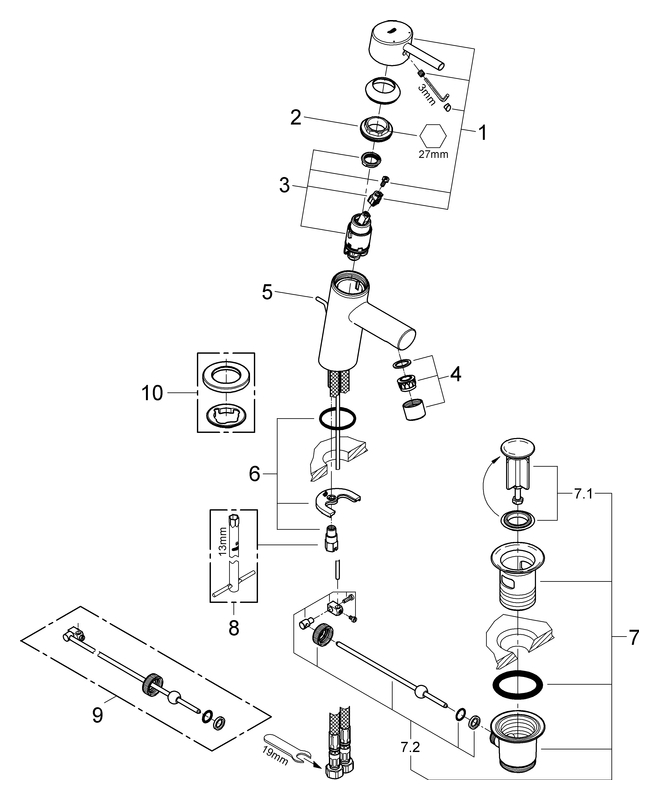 Grohe Concetto Einhand-Waschtischbatterie chrom Zugstangen-Ablaufgarnitur 32204001