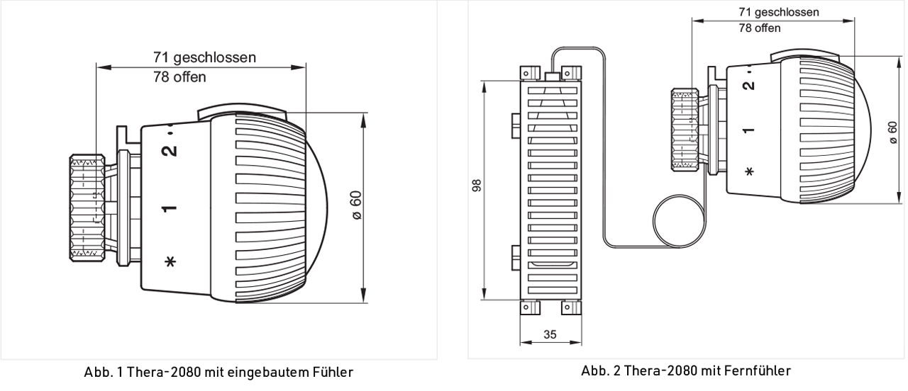 Resideo Thermostatregler Thera-2080FL mit eingebautem Fühler, mit Nullstellung T7001W0