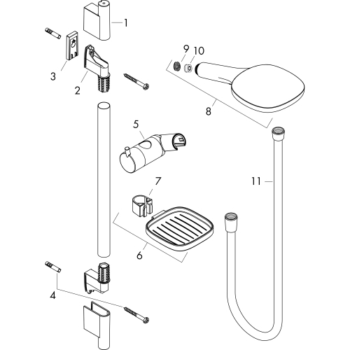 Hansgrohe Brauseset Raindance Select E 120 3jet EcoSmart mit Brausestange 900mm und Seifenschale, Weiß/Chrom 26623400