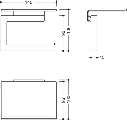 HEWI WC-Papierhalter mit Ablage, Edelstahl, 900Q21.002XA