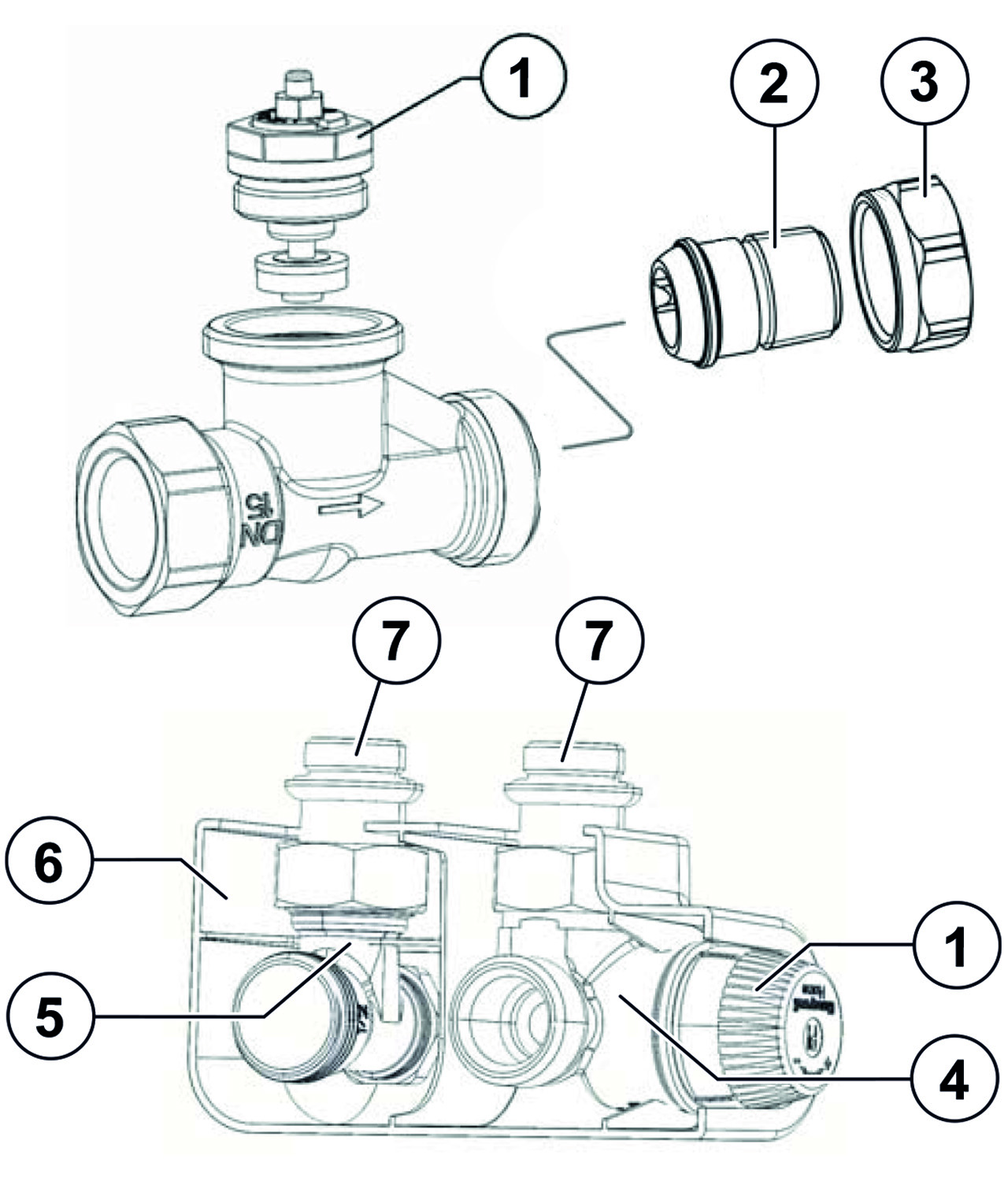 Resideo Thermostatventil Kombi-TRV, R 1/2, Winkel-Eck, rechts, mit integriertem Differenzdruckregler V2100RPI15