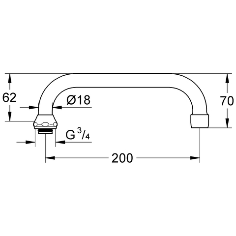 Grohe U-Auslauf Ausladung: 200mm für Küchen-Wandbatterien, 1/2'' chrom 13028000
