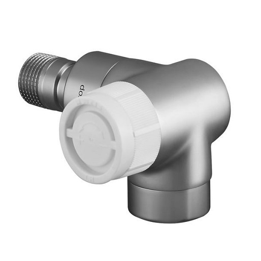 Oventrop Thermostatventil "E" DN15, 1/2", Winkel-Eck rechts, Edelstahl-Design 1163483