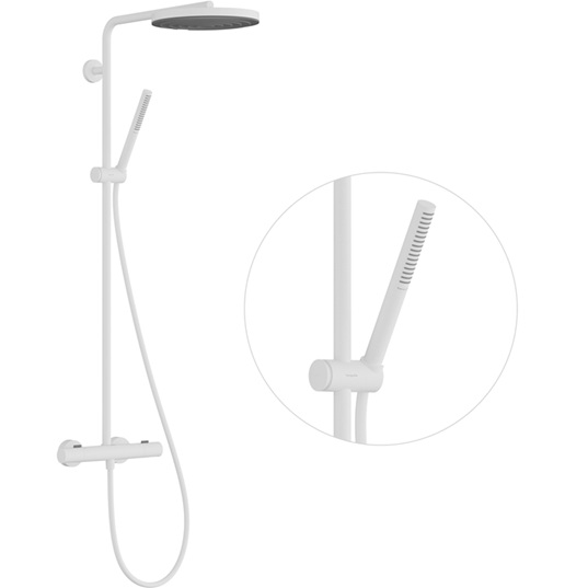 Hansgrohe Showerpipe Pulsify S Puro 260 1 jet Brausethermostat Aufputz mattweiß 24222700