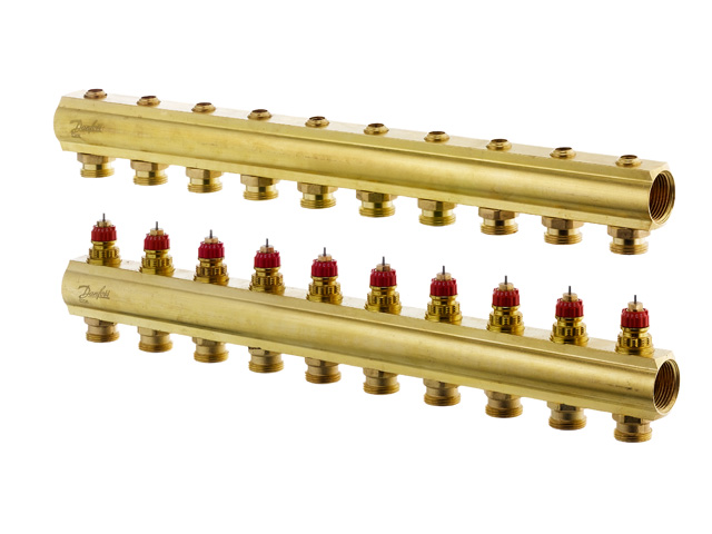 Danfoss Fussbodenheizungs-Verteiler FHF-10, 10 Kreise, ohne Durchflussanzeige 088U0510