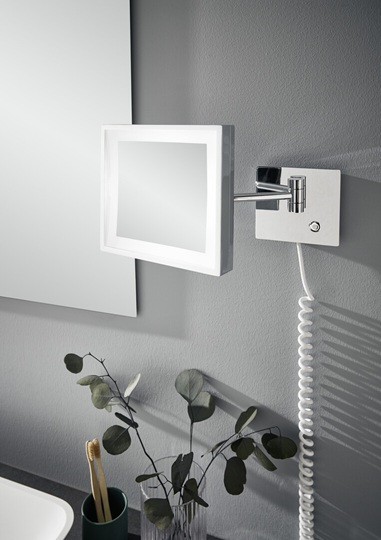 Emco LED-Kosmetikspiegel Pure LED 3-fach, 1-armig 203x203mm, mit Stecker 109406010