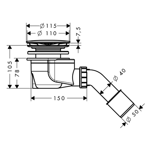 Hansgrohe Ablaufgarnitur Duschwannen Staro 90 Komplettset chrom 60056000