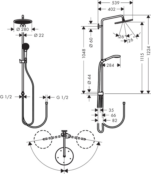 Hansgrohe Showerpipe Croma Select S 280 Reno chrom 26793000
