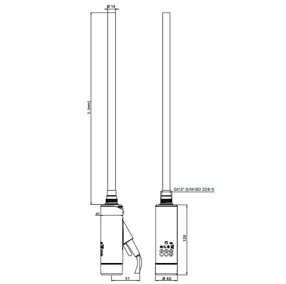 Zehnder Heizstab IHC L=820mm, Nennleistung 1200 Watt grau 858059