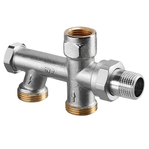 Oventrop Zweirohr-Anschlussstück "Duo" mit Absperrung, G 3/4" AG, Abstand 50mm 1013361