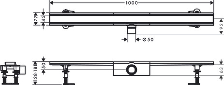 Hansgrohe Komplettset RainDrain Compact 1000mm für Standardinstallation gebürstet edelstahl 56182800