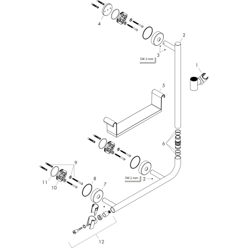 Hansgrohe Brausestange Unica Comfort 1100mm Rechts weiss/chrom 26404400