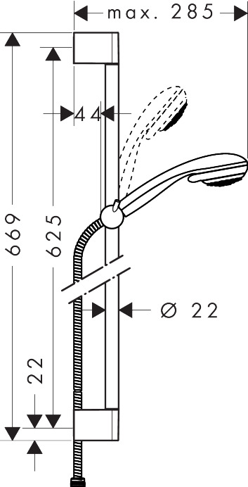 Hansgrohe Brauseset Crometta 85 Vario mit Brausestange 650mm, Chrom 27763000