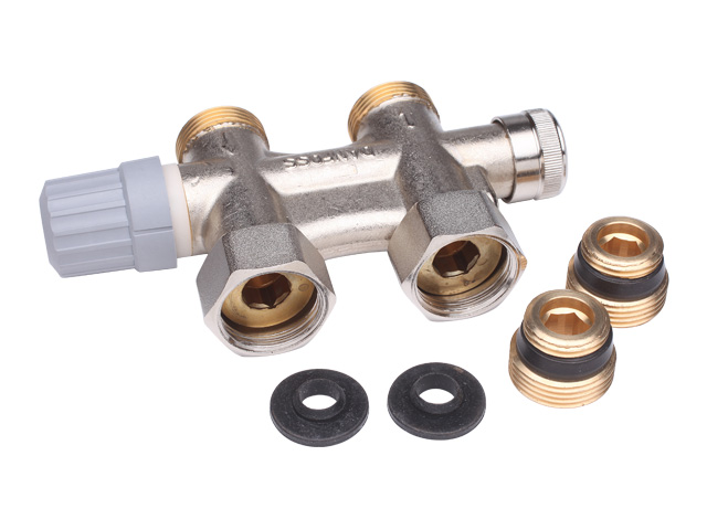 Danfoss Anschlussarmatur VHS-E für Einrohrheizungen, R 1/2, Durchgang 013G4692
