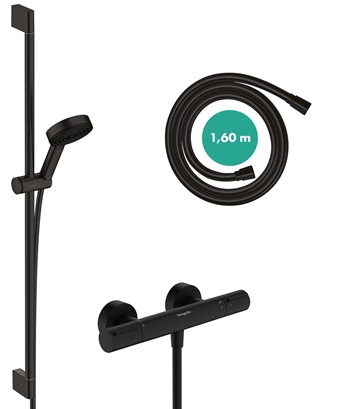 Hansgrohe Brausesystem Pulsify Select S 105 3 jet Eco Relaxation Ecostat Element Brausestange 900mm schwarzmatt 24271670