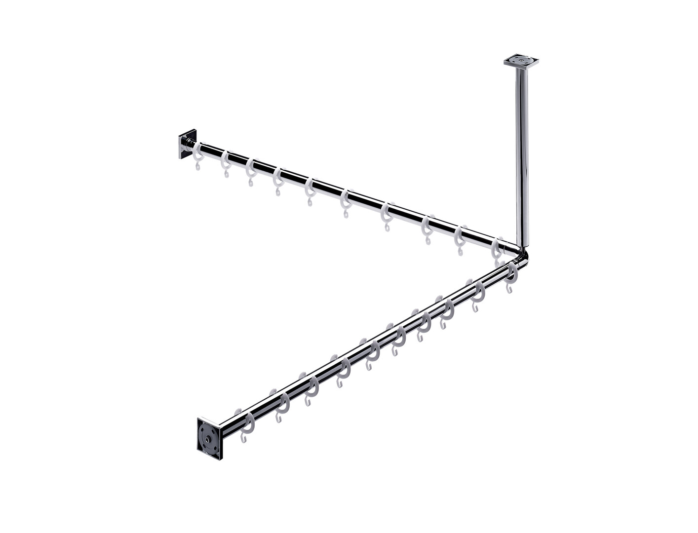 Emco Duschvorhang-Set System2 2 Duschvorhangstangen 1000mm, 2x Duschvorhangstange 2x Befestigung, 20x Ringe, chrom 358700122