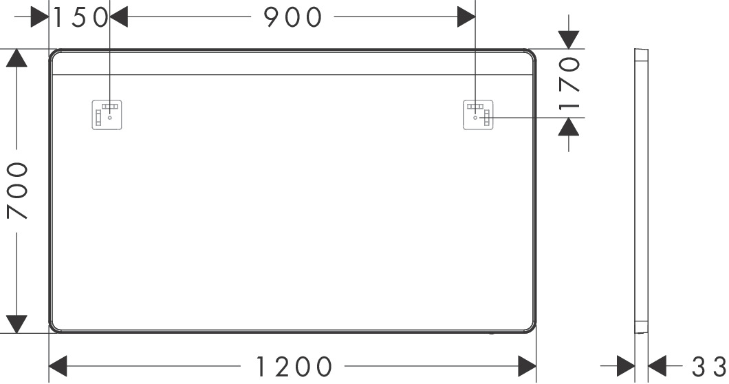 Hansgrohe Spiegel Xarita Lite Q 1200/30 mit horizontaler LED Beleuchtung Wandschalter weiß matt 54960700