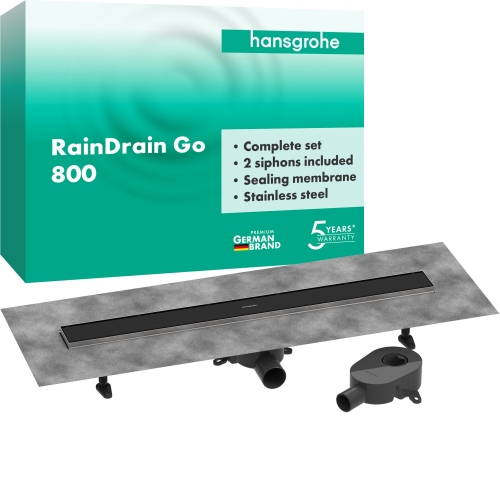 Hansgrohe Komplettset DR RainDrain Go 800 rückseitig befliesbar für Standard-/flache Installation, schwarzmatt 56273670