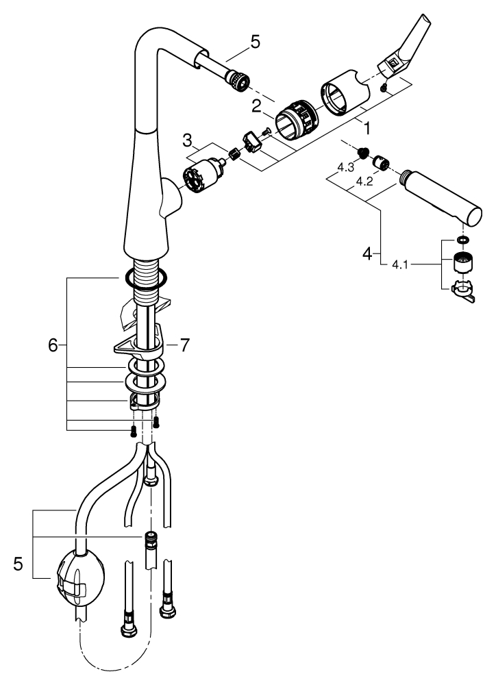 Grohe Zedra Einhand-Spültischbatterie supersteel L-Auslauf ausziehbare Spülbrause 32553DC2