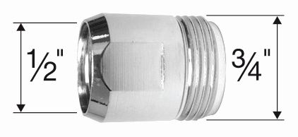 Neoperl Reduziernippel ADIA Messing verchromt, IG 1/2" x AG 3/4" 33431446