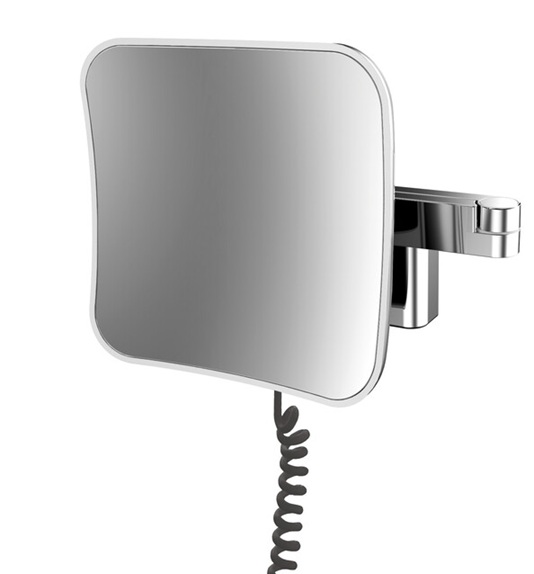 Emco LED-Kosmetikspiegel Evo 5-fach, 2-armig 209x209mm chrom, Stecker, 2 Schalter, Farbwechsel, dimmbar 109506051