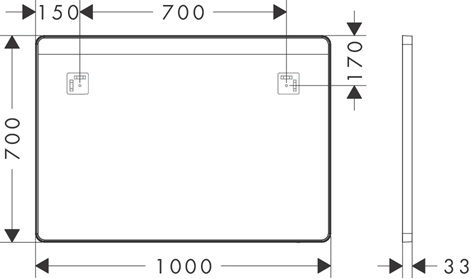 Hansgrohe Spiegel Xarita Lite Q 1000/30 mit horizontaler LED Beleuchtung Wandschalter weiß matt 54959700