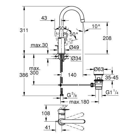 Grohe BauLoop Einhand-Waschtischbatterie chrom L-Size 23763001