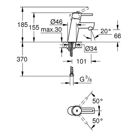 Grohe Concetto Einhand-Waschtischbatterie chrom EcoJoy glatter Körper 3224010E