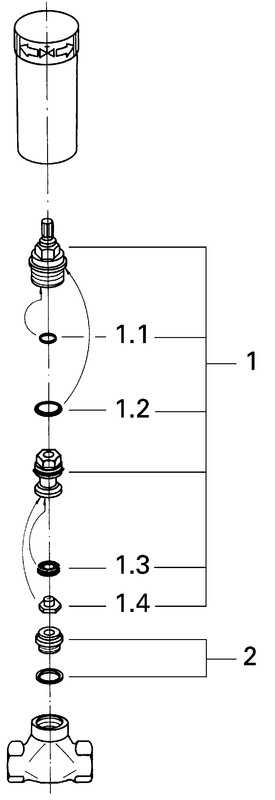 Grohe UP-Ventil-Unterteil 29800 vormontiert Oberteil 1/2" Gewindeanschluss 1/2" DN15 29800000