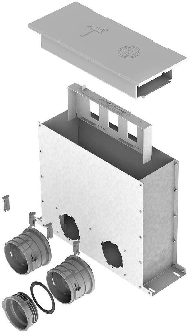Helios FRS-MBK 2-75 Multi-Boden- Kasten 2 Stutzen Rund 75 für Bodengitter 03872
