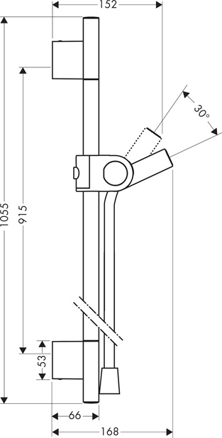 Hansgrohe AXOR Uno Brausestange 900mm mit Brauseschlauch 1,60 m, Brushed Black Chrome 27989340