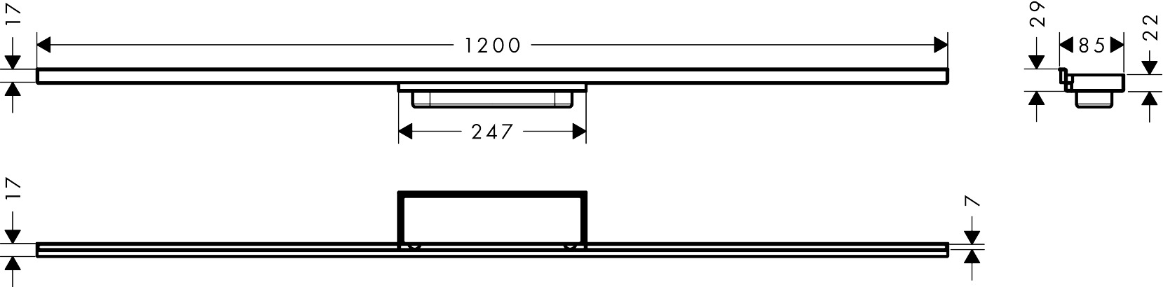 Hansgrohe Fertigset RainDrain Minimalistic 1200mm Duschrinne befliesbar 56223000