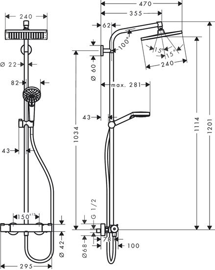 Hansgrohe Showerpipe Crometta E 240 EcoSmart chrom 27281000
