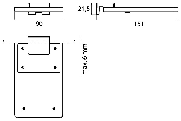 Emco Spiegelklemmleuchte System2 LED, eckig, 4000K 90x151mm, dimmbar, chrom 359500102