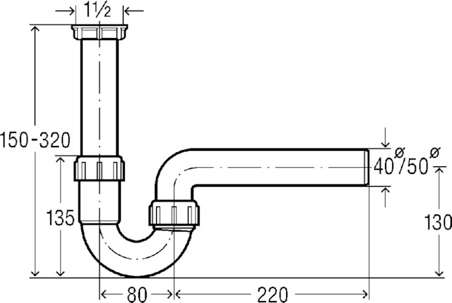 Viega Röhrengeruchverschluss 7985 für Spülen in G1 1/2 x 50mm Kunststoff weiß 107888