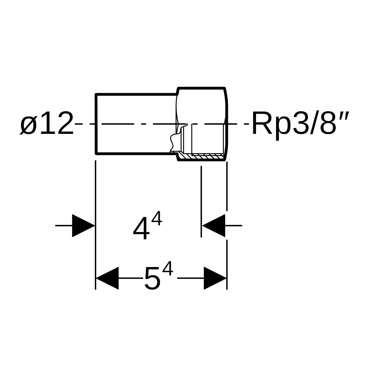 Geberit Mapress C-Stahl Übergang mit IG und Einschubende d12-Rp3/8 verzinkt 21907